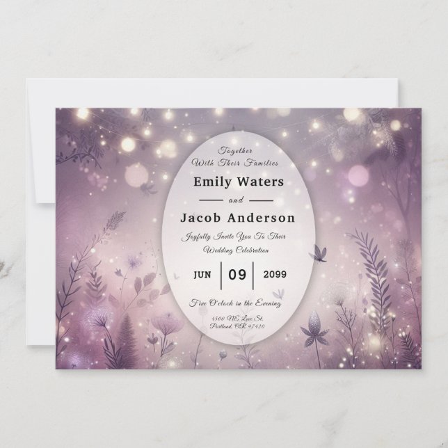 Starlit Enchantment in Bloom Wedding Invitation (Front)