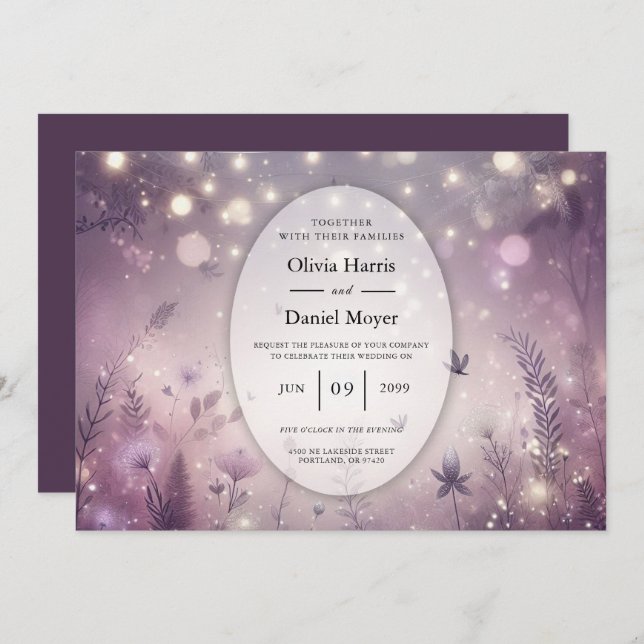 Starlit Enchantment in Bloom Wedding Invitation (Front/Back)