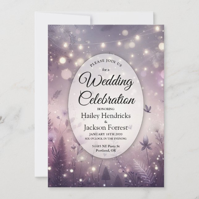 Starlit Enchantment in Bloom Wedding Invitation (Front)