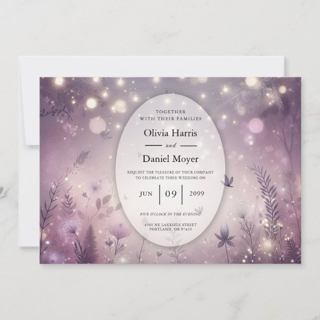 Starlit Enchantment in Bloom Wedding Invitation (Front)
