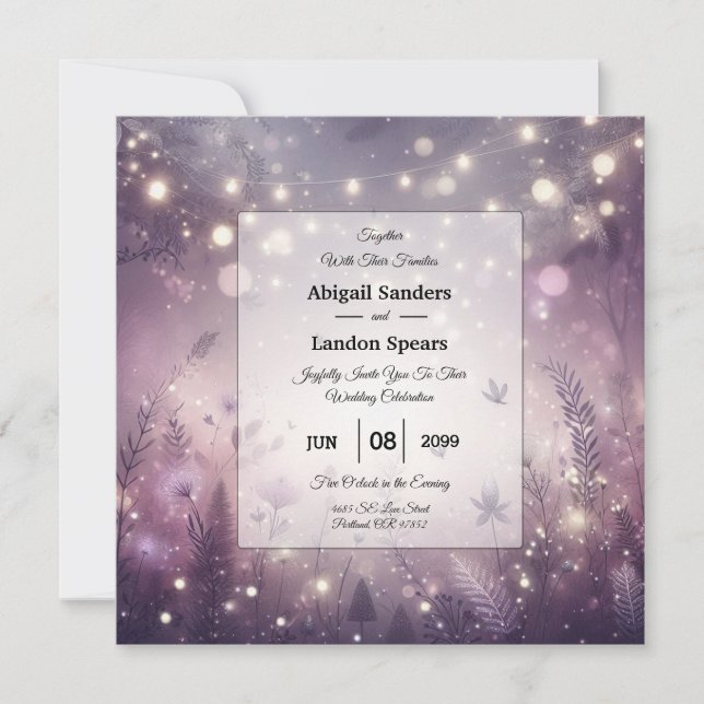 Starlit Enchantment in Bloom Wedding Invitation (Front)