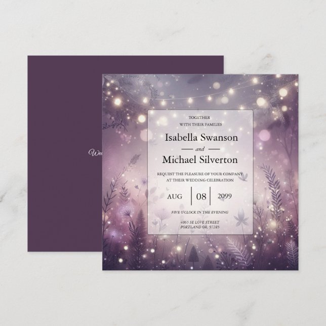 Starlit Enchantment in Bloom Wedding Invitation (Front/Back)