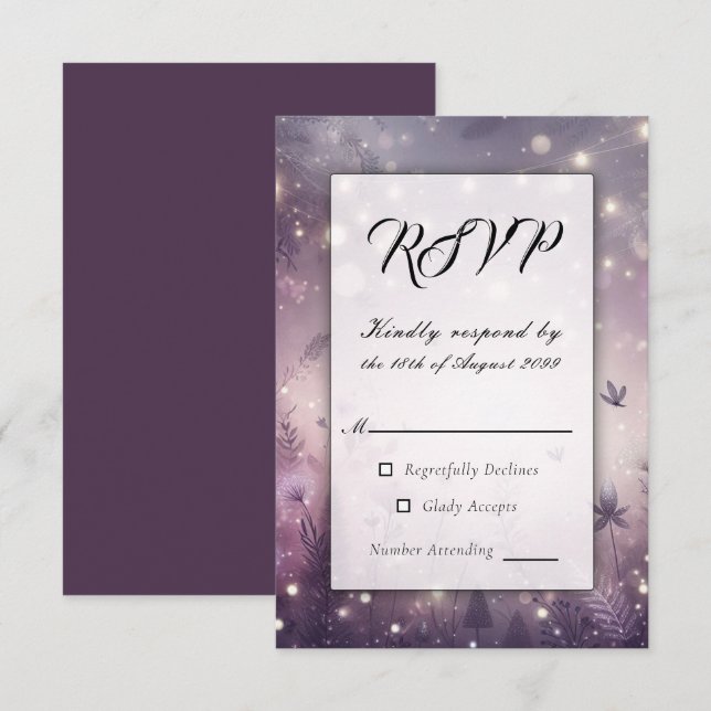 Starlit Enchantment in Bloom Wedding RSVP Card (Front/Back)