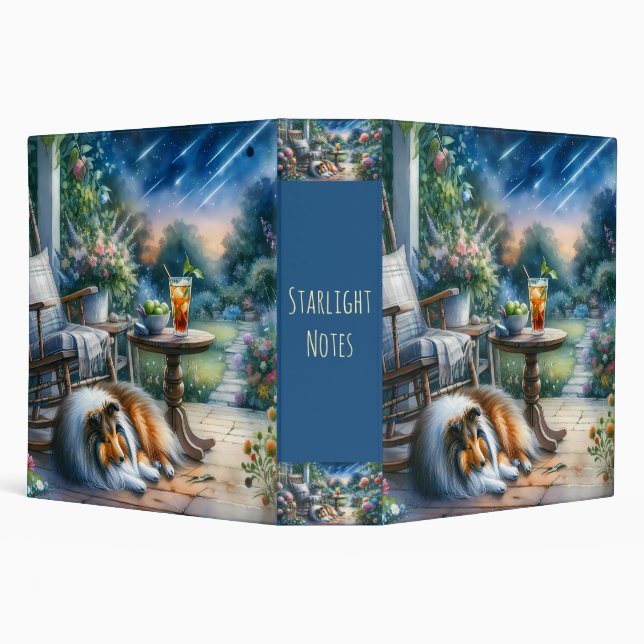 Starlit Garden Porch Sheltie Dream Binder (Background)