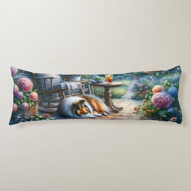 Starlit Garden Porch Sheltie Dream Body Pillow (Front)