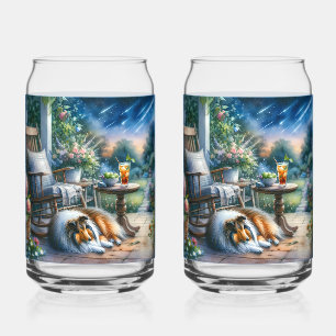 Starlit Garden Porch Sheltie Dream Can Glass