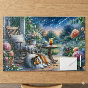 Starlit Garden Porch Sheltie Dream Jigsaw Puzzle
