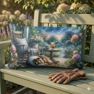 Starlit Garden Porch Sheltie Dream Lumbar Pillow