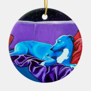 'Starlit lurcher' Ceramic Ornament