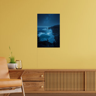 Starlit Ocean Cliffs – Milky Way Coastal Nightscap Poster