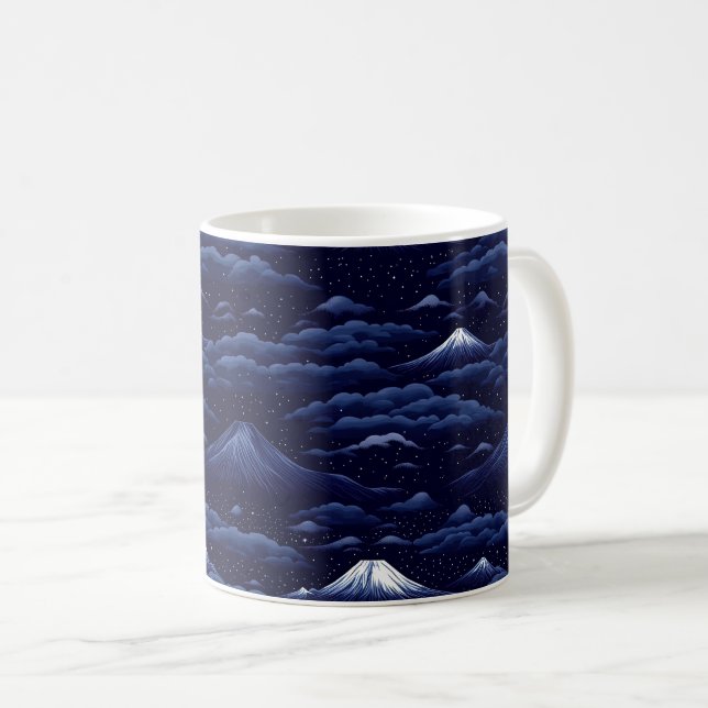 Starlit Peaks – Midnight Mountain Sky (1) Coffee Mug (Front Right)