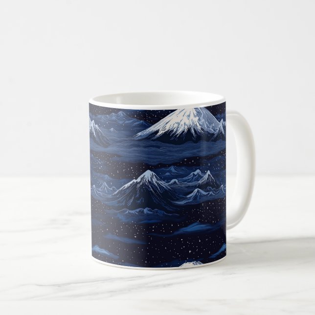 Starlit Peaks – Midnight Mountain Sky (3) Coffee Mug (Front Right)