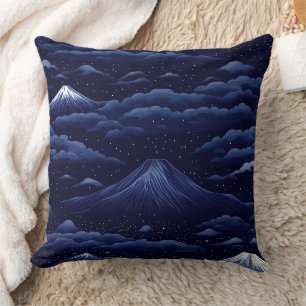 Starlit Peaks – Midnight Mountain Sky Throw Pillow