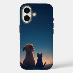 Starlit Puppy & Kitten iPhone 16 Case