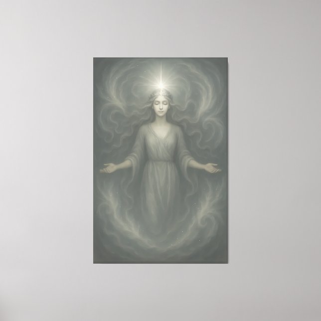 Starlit Revelation Goddess – Celestial Awakening L Canvas Print (Front)