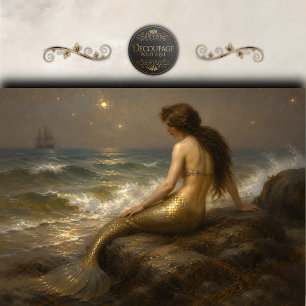 Starlit Shore Mermaid Decoupage Tissue Paper