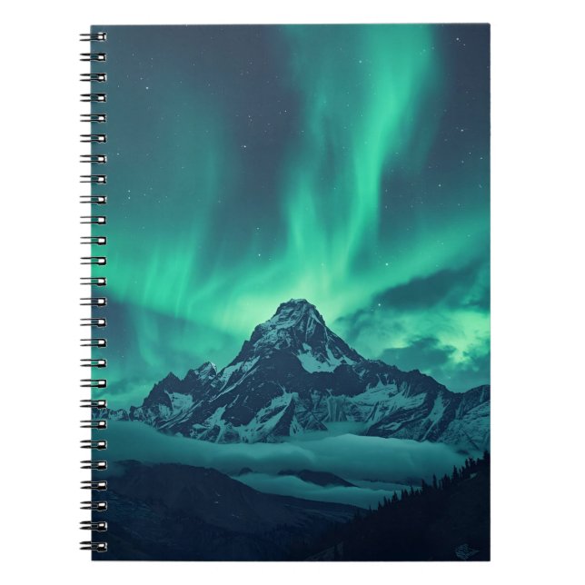 Starlit Silence – Custom Quote Print with Aurora & Notebook (Front)