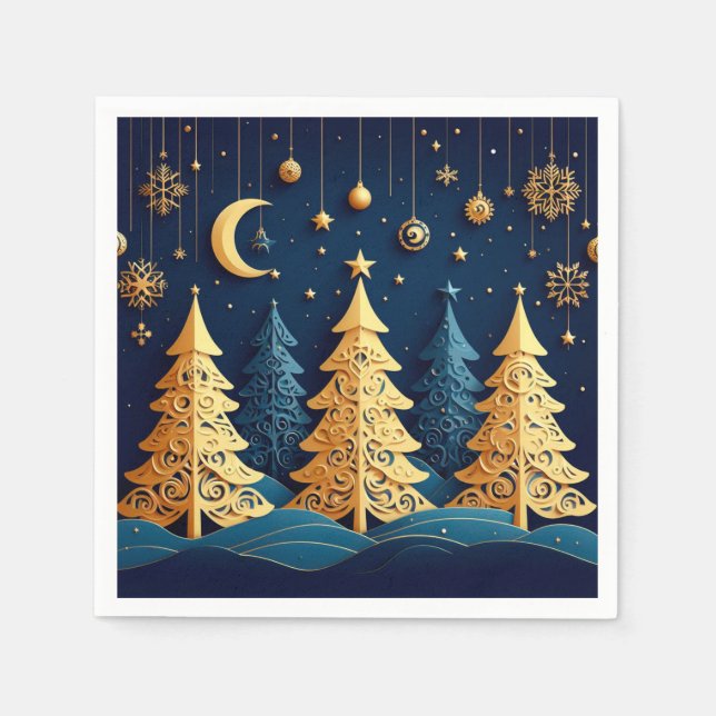 Starlit Tree Dream – Golden Whimsy Napkin (Front)