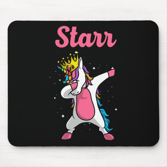 Starr Name Personalized Birthday Dabbing Unicorn Q Mouse Pad (Front)