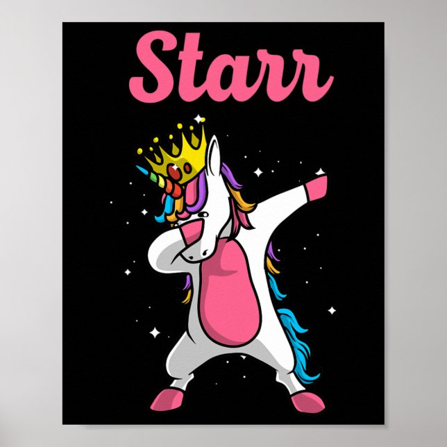 Starr Name Personalized Birthday Dabbing Unicorn Q Poster (Front)