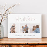 Starred Connection | Hanukkah Photo Collage Holiday Card<br><div class="desc">Send Hanukkah greetings to friends and family in chic style with our elegant photo cards. Designed to accommodate three of your favourite square photos arranged side by side in a collage format, card features your custom greeting (shown with "joyous Hanukkah") and family name(s) centred at the bottom. The greeting "Shalom"...</div>