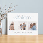 Starred Connection | Hanukkah Photo Collage Holiday Card<br><div class="desc">Send Hanukkah greetings to friends and family in chic style with our elegant photo cards. Designed to accommodate three of your favourite square photos arranged side by side in a collage format, card features your custom greeting (shown with "joyous Hanukkah") and family name(s) centred at the bottom. The greeting "Shalom"...</div>