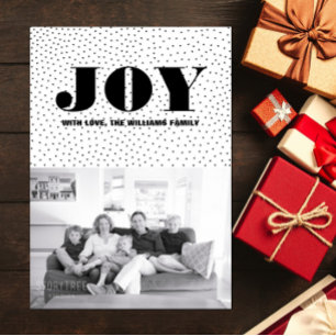 Starred Joy Holiday Photo Card   Black