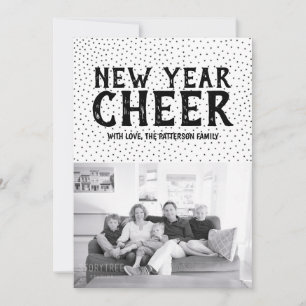Starred New Year Cheer Photo Card Black