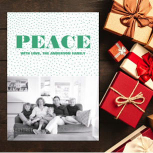 Starred Peace Holiday Photo Card   Green