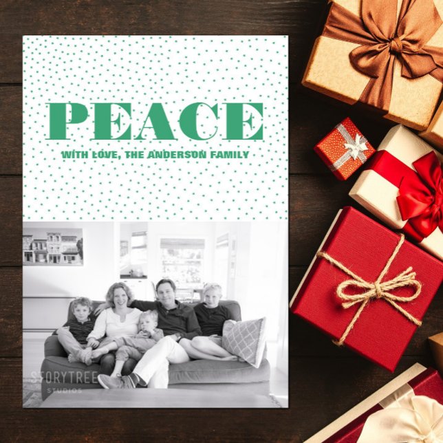 Starred Peace Holiday Photo Card | Green (Starred Peace Holiday Photo Card - Green)