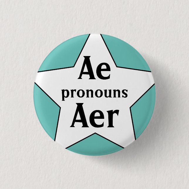 Starry Ae Aer Pronouns 1 Inch Round Button (Front)
