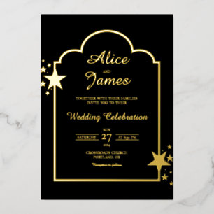Starry Arch Frame Elegant Black Gold Foil Wedding