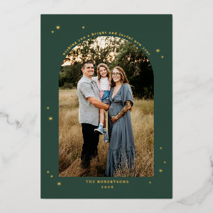 Starry Arch New Year Photo Foil Holiday Card