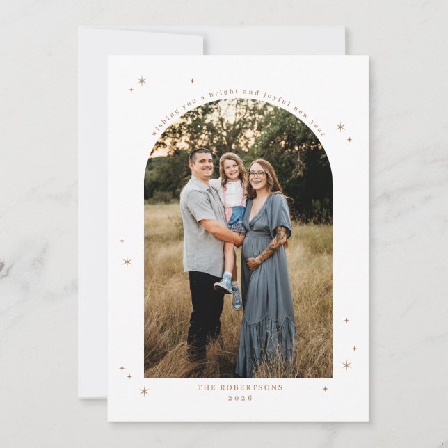 Starry Arch New Year Photo Holiday Card (Front)