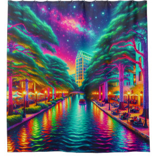  “Starry Aurora: San Antonio Riverwalk Nightscape”