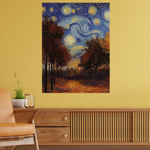 Starry Autumn Path - Affiche de style impressionni