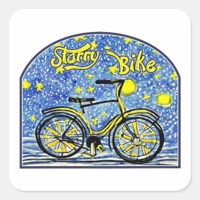 Starry Bike Square Sticker (Front)