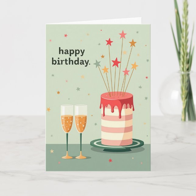 Starry Birthday Toast Card (Front)