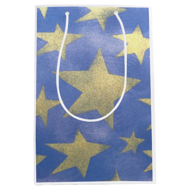 Starry Blue and Gold Medium Gift Bag (Front)