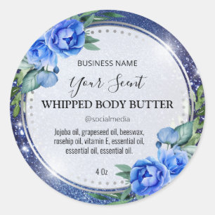 Starry Blue Floral Body Butter Labels