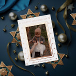 Starry Border Minimal Hanukkah Photo Foil Holiday Card<br><div class="desc">Traditional Star of david frame with "happy hanukkah" and editable signature and year in real foil. Add a message or more photos to the back side. Choose from gold,  silver or rose gold foil</div>