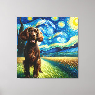 Starry Boykin Spaniel Dog Portrait - Pet Portrait Canvas Print
