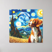 Starry Brittany Dog Portrait - Pet Portrait