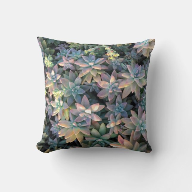 Starry Cactus Plant with Pink, and Green Embellish Throw Pillow (Front)