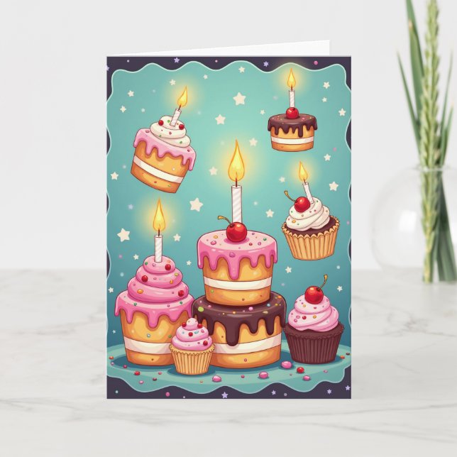 Starry Cake Birthday Card (Front)