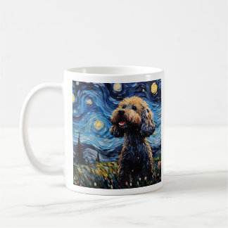 Starry Canine Elegance - Van Gogh's Legacy in Wate Coffee Mug
