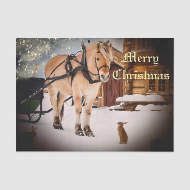 Starry Christmas night at the farm with horse Tissue Paper (Front)