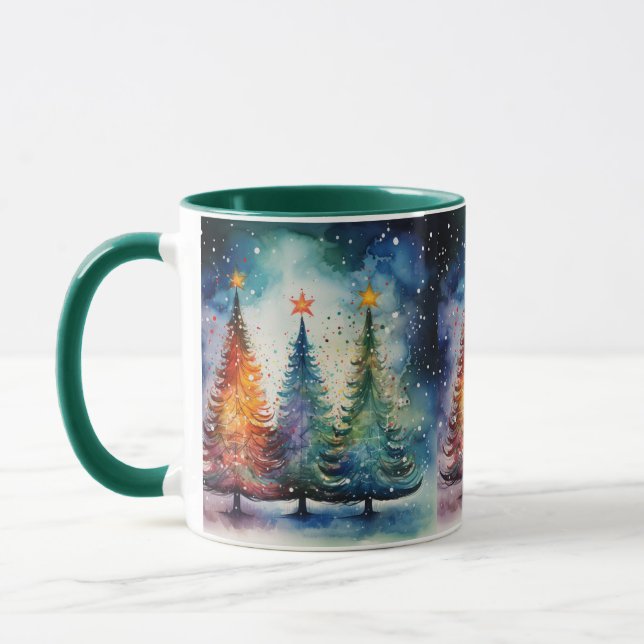 Starry Christmas Night Ceramic Mug (Left)