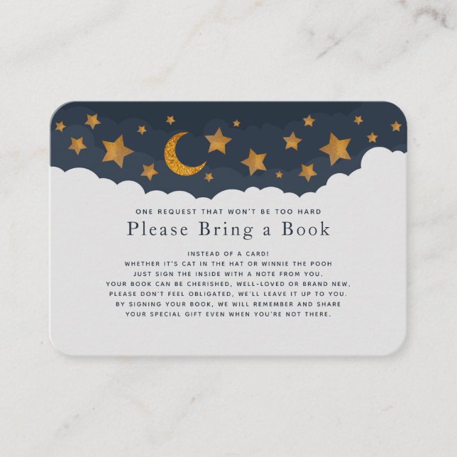 Starry Clouds Baby Shower Please Bring a Book Business Card (Front)
