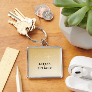Starry Cross Let Go Let God Light Keychain